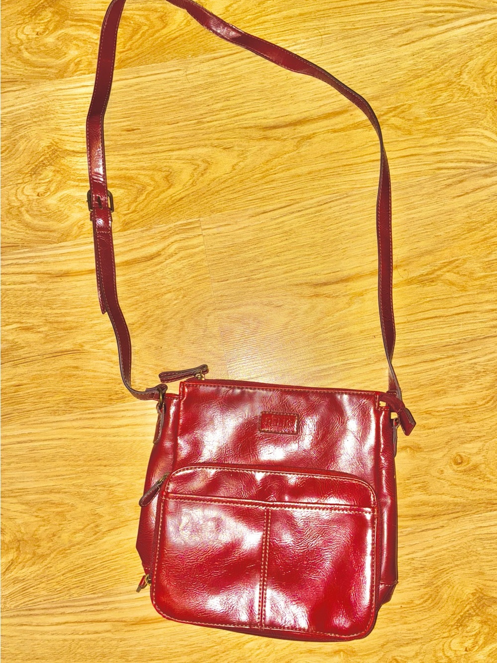 Relic Red Leather Crossbody Bag